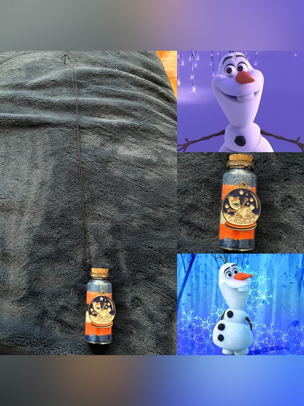 Disney Frozen Olaf Inspired Glass Potion Fairy Bottle Necklace w/ Pendant